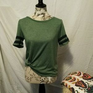 Wallflower Green Varsity-Style Knotted Top